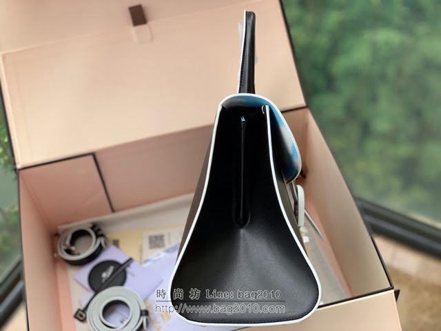 DELVAUX女包 Magritte Brillant系列 原版Box皮 黑配白邊 德爾沃女手提包 Dv0028藍天白雲 Delvaux單肩斜挎包  fcs1423